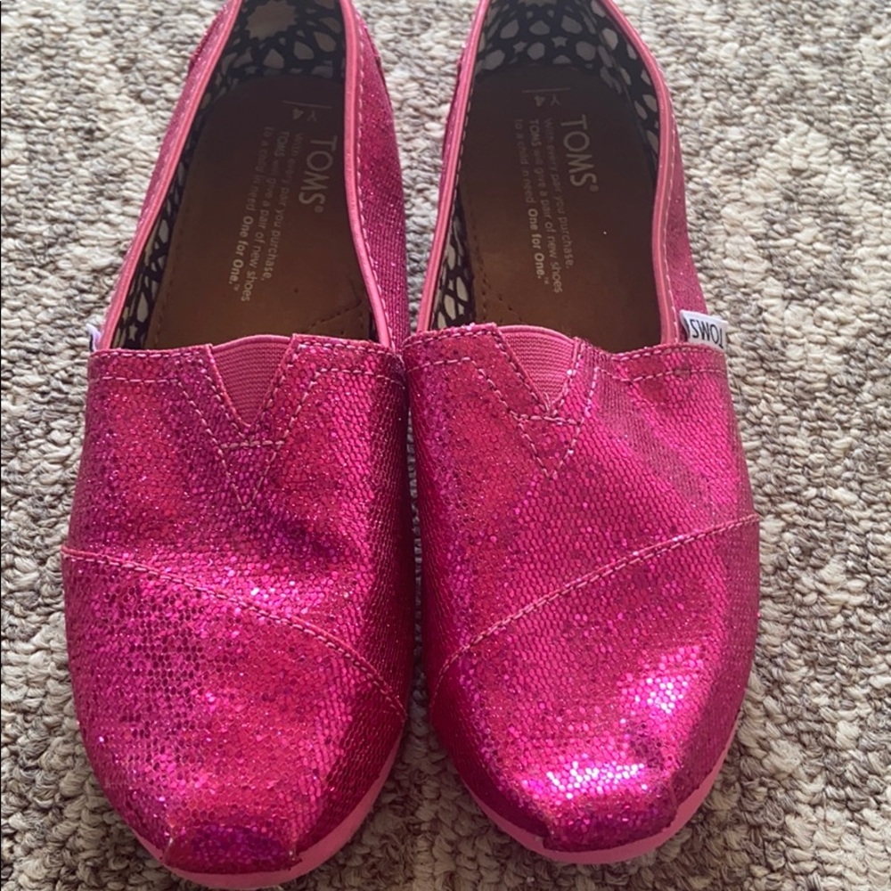 Toms pink glitter shoes, youth size 4